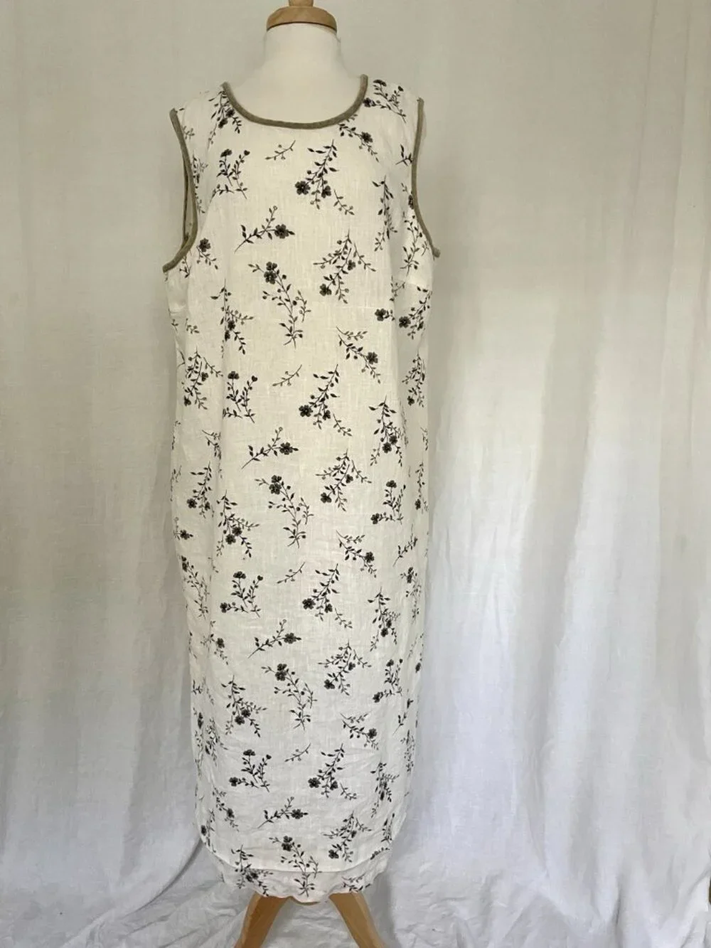 Jessica Howard 100% Linen Floral Sleeveless Maxi Dress Cottagecore Farm size 2X